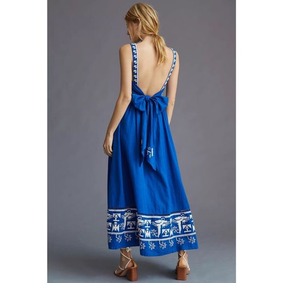 Anthropologie Farm Rio Square-Neck Embroidered Maxi Dress $295 - Picture 2 of 12